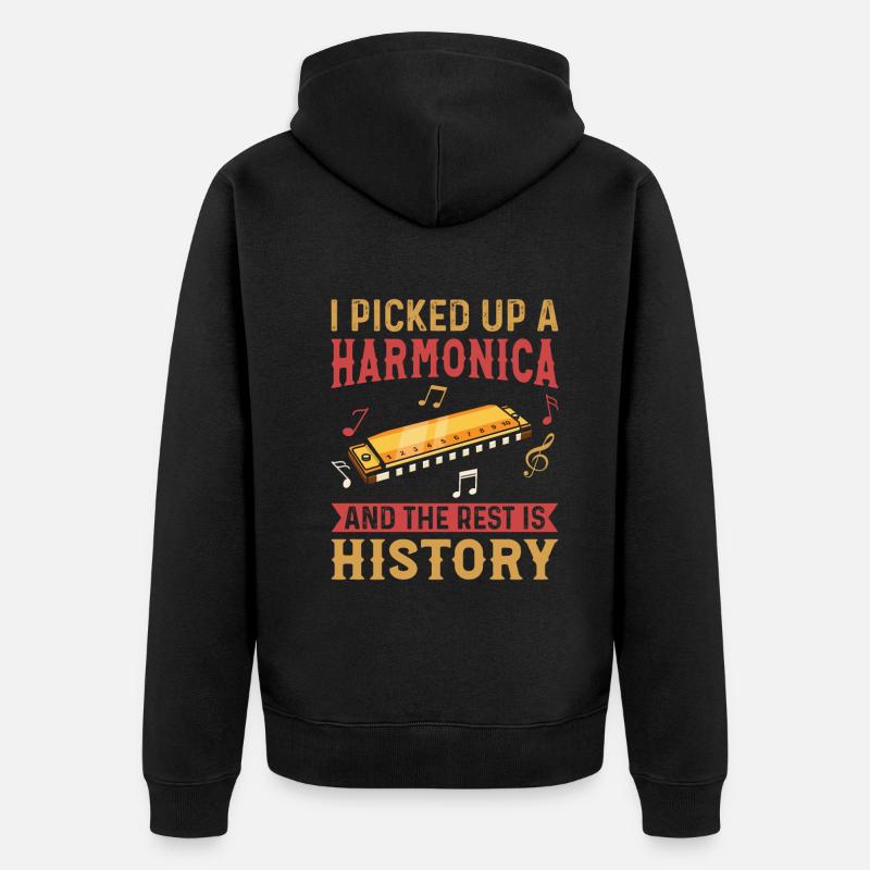 Harmonica Player - Harmonica Instrument Harmonica - Unisex Premium Bio Zip Hoodie - Schwarz