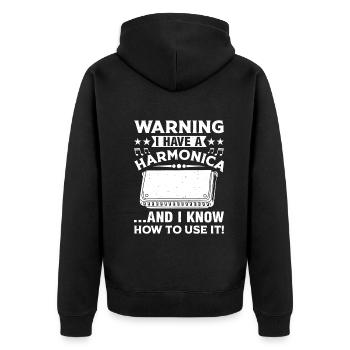 I Have A Harmonica And Know How To Use It - Harmon - Unisex Premium Organic Zip Hoodie - black - Back - Nico (187cm)