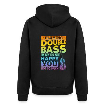 Playing Double Bass - Double Bass Player - Unisex Premium Bio Zip Hoodie - Schwarz - Hinten - Nico (187cm)