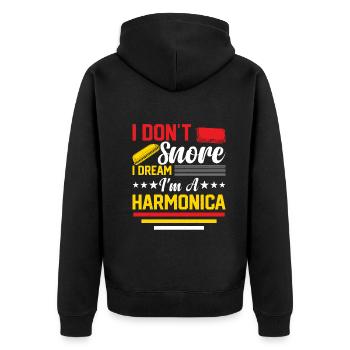 Harmonica Drôle Je Ne Ronfle Pas Je Rêve Je Suis Un Harmon - Veste à capuche bio Premium Unisexe - noir - Dos - Nico (187cm)