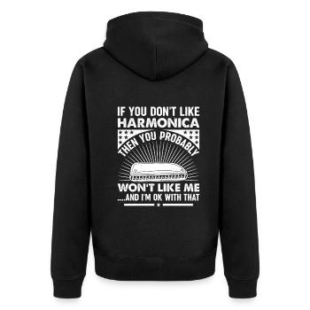 Harmonica Player Harmonica Lover Harmonica Musicia - Unisex Premium Bio Zip Hoodie - Schwarz - Hinten - Nico (187cm)