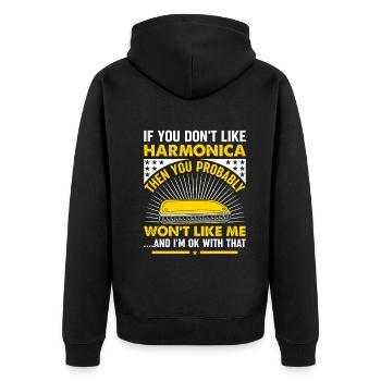 Harmonica Musiciain Harmonica Player Harmonica Lov - Unisex Premium Bio Zip Hoodie - Schwarz - Hinten - Nico (187cm)