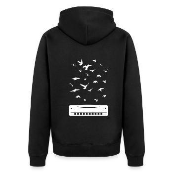 Playing Harmonica Player Harmonica Instrument - Unisex Premium Bio Zip Hoodie - Schwarz - Hinten - Nico (187cm)