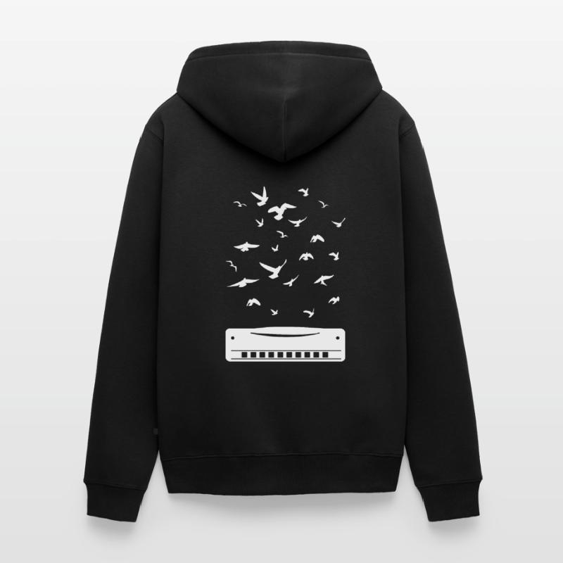 Playing Harmonica Player Harmonica Instrument Unisex Premium Organic Zip Hoodie