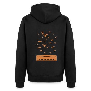 Harmonica Musician Harmonica Player Harmonica Inst - Unisex Premium Bio Zip Hoodie - Schwarz - Hinten - Nico (187cm)