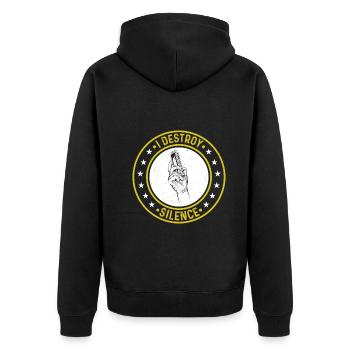 I Destroy Silence Harmonica Player Harmonica Music - Unisex Premium Organic Zip Hoodie - black - Back - Nico (187cm)