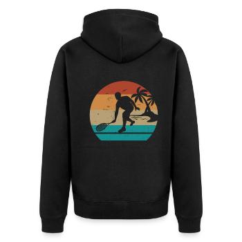 Silhouette de joueur de squash Jeu de squash Squash - Veste à capuche bio Premium Unisexe - noir - Dos - Nico (187cm)