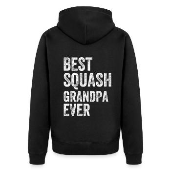 Best Squash Grandpa Ever - Squash Player Grandpa - Unisex Premium Bio Zip Hoodie - Schwarz - Hinten - Nico (187cm)
