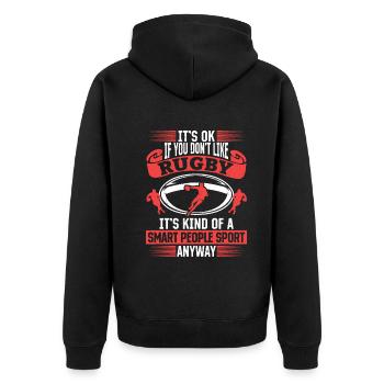 Rugby Game Rugby Quotes Rugby Saying - Unisex Premium Organic Zip Hoodie - black - Back - Nico (187cm)