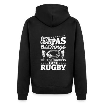 Some grandpas play bingo the best grandpas play Ru - Unisex Premium Organic Zip Hoodie - black - Back - Nico (187cm)