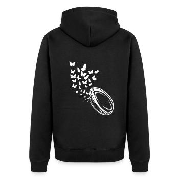Rugby Season Playing Rugby ball - Unisex Premium Bio Zip Hoodie - Schwarz - Hinten - Nico (187cm)