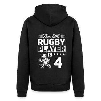 4th Birthday Rugby Player Kids Rugby Player - Unisex Premium Bio Zip Hoodie - Schwarz - Hinten - Nico (187cm)