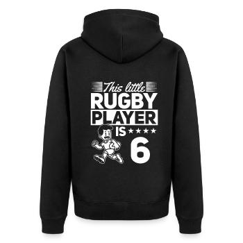 6ème anniversaire Joueur de rugby Enfants Joueur de rugby - Veste à capuche bio Premium Unisexe - noir - Dos - Nico (187cm)