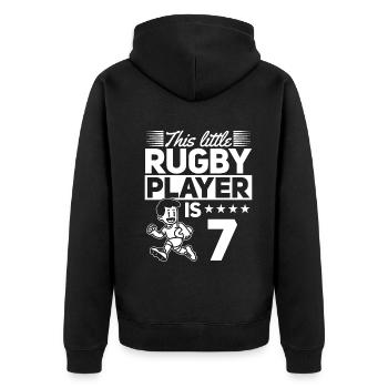7th Birthday Rugby Player Kids Rugby Player - Unisex Premium Bio Zip Hoodie - Schwarz - Hinten - Nico (187cm)