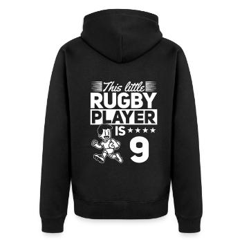 9th Birthday Rugby Player Kids Rugby Player - Unisex Premium Bio Zip Hoodie - Schwarz - Hinten - Nico (187cm)