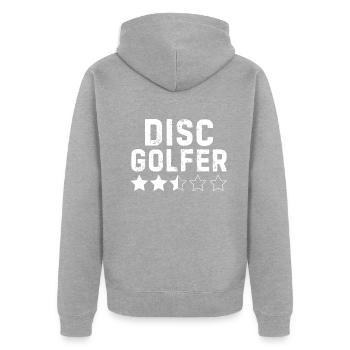 Drôle de Disc Golfeur Disc Golf - Veste à capuche bio Premium Unisexe - gris chiné - Dos - Nico (187cm)