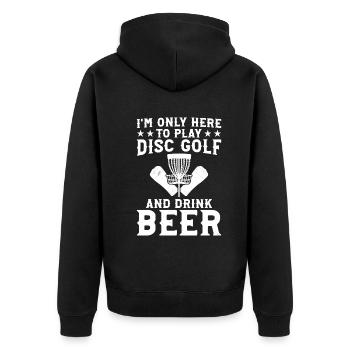 Je ne suis là que pour jouer au disc golf et boire de la bière - D - Veste à capuche bio Premium Unisexe - noir - Dos - Nico (187cm)