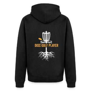 Disc Golfing Disc Golf Basket Disc Golf Player - Unisex Premium Organic Zip Hoodie - black - Back - Nico (187cm)