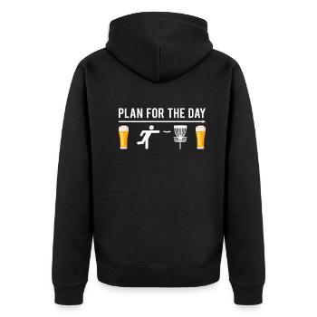 Disc Golf Player Plan for the day Disc Golfing - Unisex Premium Organic Zip Hoodie - black - Back - Nico (187cm)