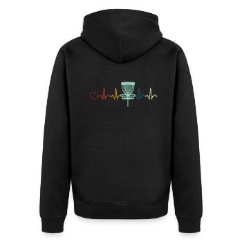 Disc golfing heartbeat disc golf basket Disc golf - Unisex Premium Organic Zip Hoodie - black - Back - Nico (187cm)