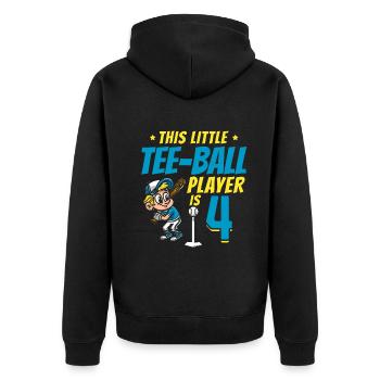 Tee-ball player Party 4th Birthday Tee-ball player - Unisex Premium Bio Zip Hoodie - Schwarz - Hinten - Nico (187cm)