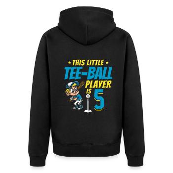 Tee-ball player Party 5th Birthday Tee-ball player - Unisex Premium Bio Zip Hoodie - Schwarz - Hinten - Nico (187cm)
