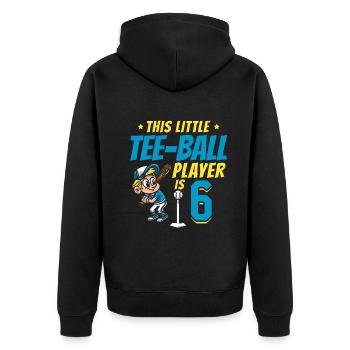 Tee-ball player Party 6th Birthday Tee-ball player - Unisex Premium Bio Zip Hoodie - Schwarz - Hinten - Nico (187cm)