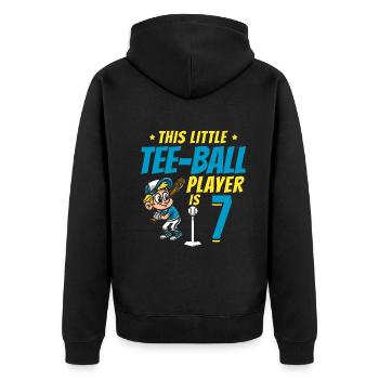 Tee-ball player Party 7th Birthday Tee-ball player - Unisex Premium Bio Zip Hoodie - Schwarz - Hinten - Nico (187cm)