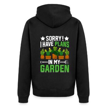 Sorry I have plans in my garden - Gardener Hobby G - Unisex Premium Organic Zip Hoodie - black - Back - Nico (187cm)