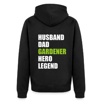 Husband Dad Gardener Hero Legend - Landscaper Dadd - Unisex Premium Organic Zip Hoodie - black - Back - Nico (187cm)