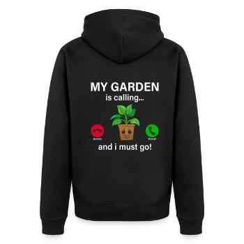 Mon jardin m’appelle et je dois y aller - Hobby Gardeni - Veste à capuche bio Premium Unisexe - noir - Dos - Nico (187cm)