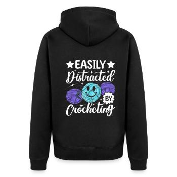 Crochet au crochet - Facilement distrait par le crochet - Veste à capuche bio Premium Unisexe - noir - Dos - Nico (187cm)