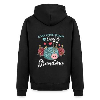 Crocheting Grandma - Never underestimate a crochet - Unisex Premium Bio Zip Hoodie - Schwarz - Hinten - Nico (187cm)