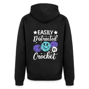 Drôle de dicton au crochet - facilement distrait par Croche - Veste à capuche bio Premium Unisexe - noir - Dos - Nico (187cm)