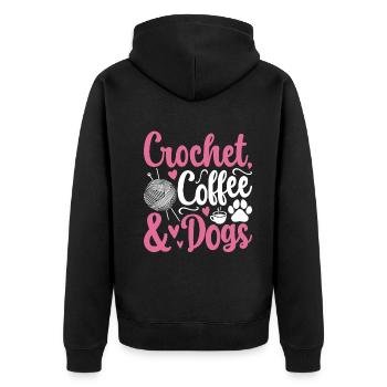 Crochet coffee & dogs - Crocheter Dog Owner - Unisex Premium Bio Zip Hoodie - Schwarz - Hinten - Nico (187cm)