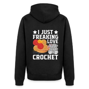 Crocheting Crochet Lover - I just freaking love cr - Unisex Premium Organic Zip Hoodie - black - Back - Nico (187cm)