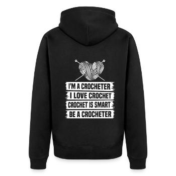 Crochet Lover Crochet Quote - I'm A Crocheter I Lo - Unisex Premium Bio Zip Hoodie - Schwarz - Hinten - Nico (187cm)