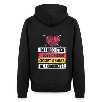 Crochet Lover Crocheting - I'm A Crocheter I Love - Unisex Premium Bio Zip Hoodie - Schwarz - Hinten - Nico (187cm)