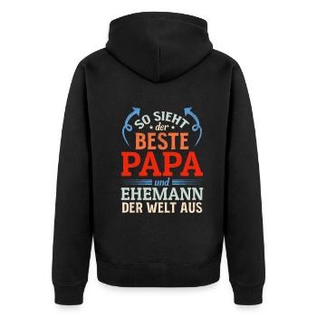 Dad - This is how the best dad and husband of the wel looks - Unisex Premium Organic Zip Hoodie - black - Back - Nico (187cm)