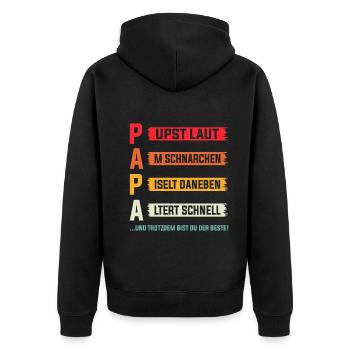 Idées amusantes pour la fête des pères Papa drôle - Veste à capuche bio Premium Unisexe - noir - Dos - Nico (187cm)