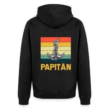 Vatertag Lustig Papa Papitän - Unisex Premium Bio Zip Hoodie - Schwarz - Hinten - Nico (187cm)