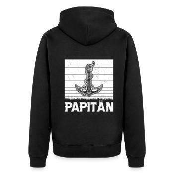 Vatertag Lustig Vatertag Vater Papa Papitän - Unisex Premium Bio Zip Hoodie - Schwarz - Hinten - Nico (187cm)
