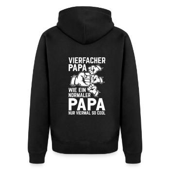 Vierfacher Papa wie ein normaler Papa nur viermal - Unisex Premium Bio Zip Hoodie - Schwarz - Hinten - Nico (187cm)