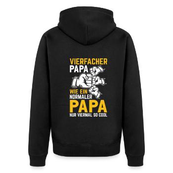 Vierfacher Papa wie ein normaler Papa nur viermal - Unisex Premium Bio Zip Hoodie - Schwarz - Hinten - Nico (187cm)