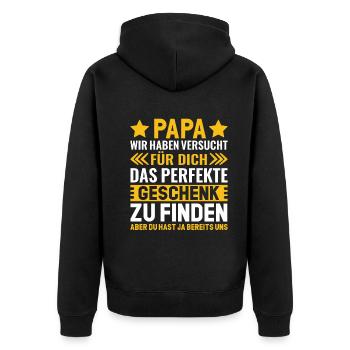 Vatertag Vatertagsgeschenke ideen Papa - Unisex Premium Bio Zip Hoodie - Schwarz - Hinten - Nico (187cm)