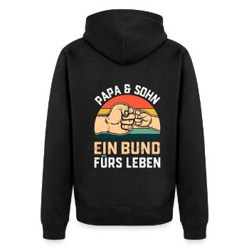 Idées pour la fête des pères - Papa et fils : un lien pour la vie - Veste à capuche bio Premium Unisexe - noir - Dos - Nico (187cm)