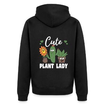 Hobby Gardener Plant Lover - Cute Plant Lady - Unisex Premium Bio Zip Hoodie - Schwarz - Hinten - Nico (187cm)