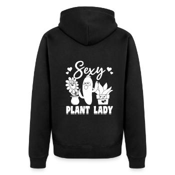 Hobby Gardener Plant Lover - Gardening Sexy Plant - Unisex Premium Bio Zip Hoodie - Schwarz - Hinten - Nico (187cm)