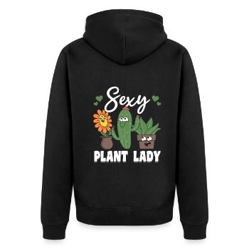 Hobby Gardener Plant Lover - Sexy Plant Lady - Unisex Premium Bio Zip Hoodie - Schwarz - Hinten - Nico (187cm)