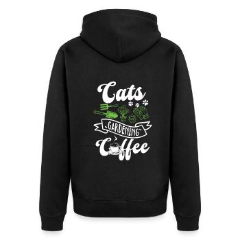 Café de jardinage pour chats - Jardinier amateur et amoureux des chats - Veste à capuche bio Premium Unisexe - noir - Dos - Nico (187cm)